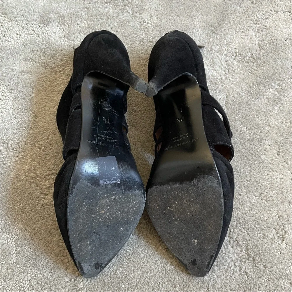 Sigerson Morrison Womens Black Suede Cut Out Strappy Pointed Toe Pumps Size 7.5